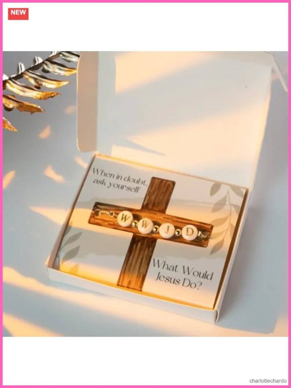 WWJD Bracelet Gold-Plated Shell Beads Adjustable Spiritual Gift